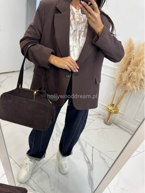 Marynarka oversize czekoladowa GLAM 171 - photo #15