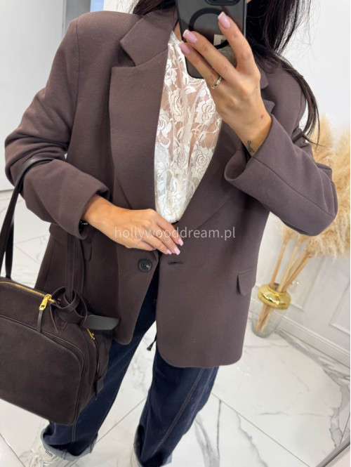 Marynarka oversize czekoladowa GLAM 171 - photo #17