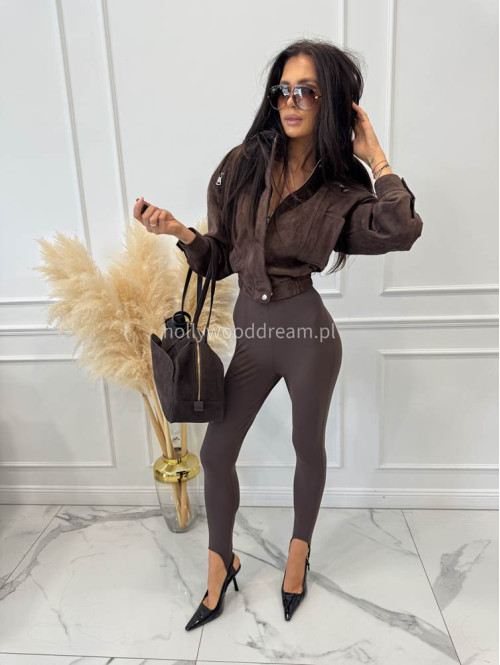 Legginsy z zapiętką ciemna czekolada Moren 171 - photo #5