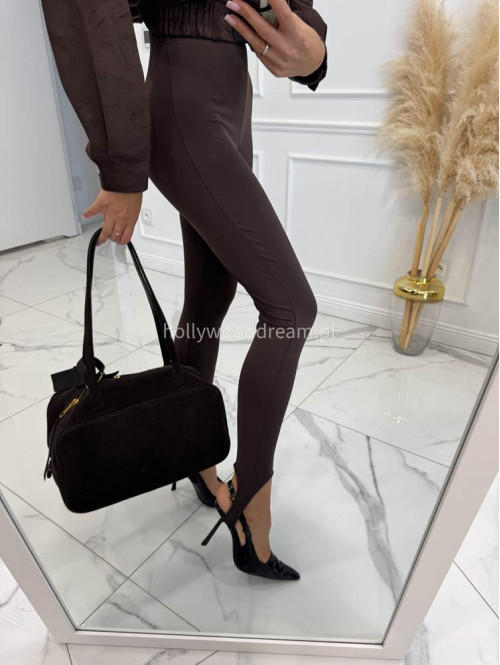 Legginsy z zapiętką ciemna czekolada Moren 171 - photo #12