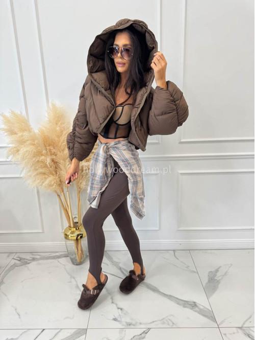 Legginsy z zapiętką ciemna czekolada Moren 171 - photo #19