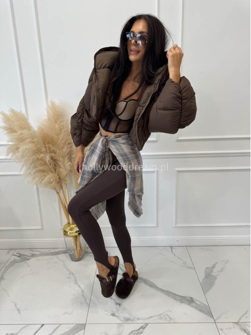 Legginsy z zapiętką ciemna czekolada Moren 171 - photo #20