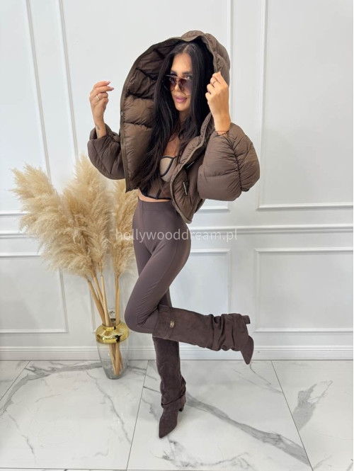Legginsy z zapiętką ciemna czekolada Moren 171 - photo #25