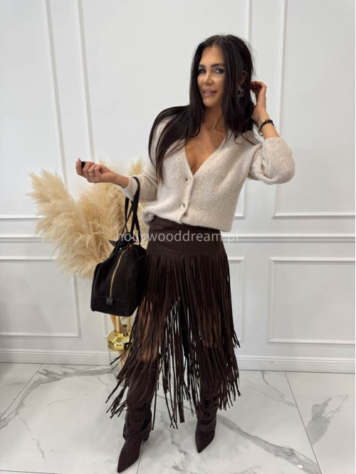 Sweter zapinany na guziki z alpaką beżowy DAMIS 94 - photo #5