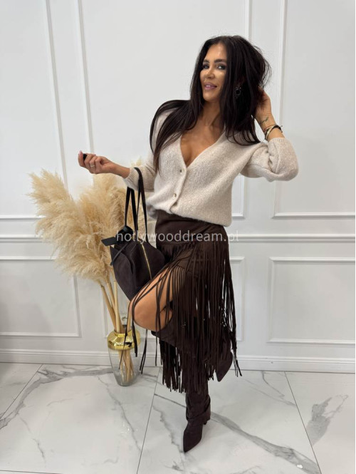 Sweter zapinany na guziki z alpaką beżowy DAMIS 94 - photo #7
