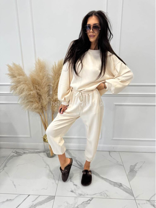 Śmietankowy komplet dresowy bluza+spodnie z wiskozą TOMAS 52 - photo #16