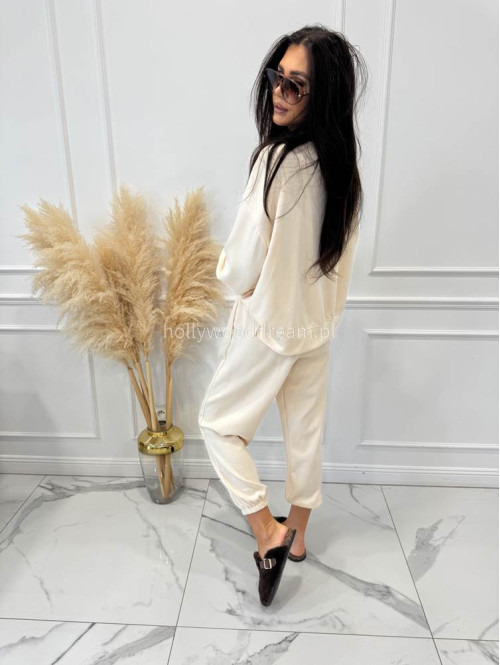 Śmietankowy komplet dresowy bluza+spodnie z wiskozą TOMAS 52 - photo #19