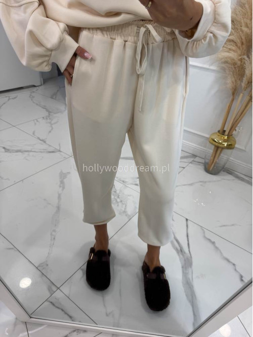 Śmietankowy komplet dresowy bluza+spodnie z wiskozą TOMAS 52 - photo #26