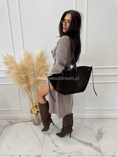 Kardigan długi moherowy beżowy RENATA 52 - photo #3