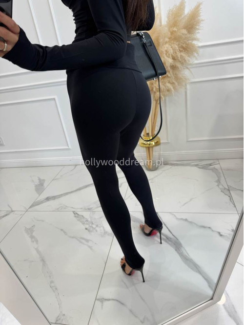 Legginsy z przekładaną kopertową talią czarne ISO 30 - photo #14