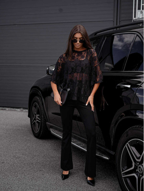 T-shirt koronkowy czarny DORINE 131 - photo #15