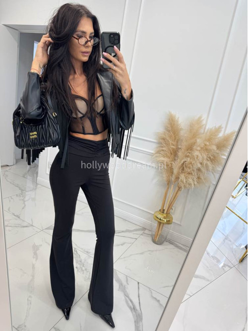 Legginsy z szeroką nogawką SLAY czarne 171 - photo #74