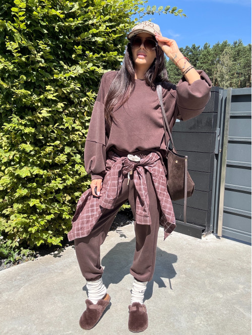 Czekoladowy komplet dresowy bluza+spodnie z wiskozą TOMAS 52 - photo #31