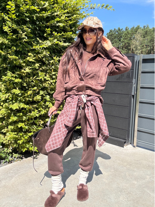 Czekoladowy komplet dresowy bluza+spodnie z wiskozą TOMAS 52 - photo #32