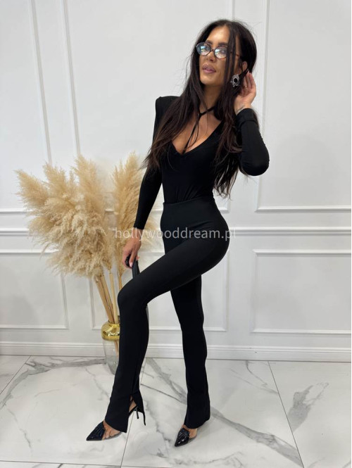 Legginsy z rozcięciem czarne Klotex 31 - photo #54