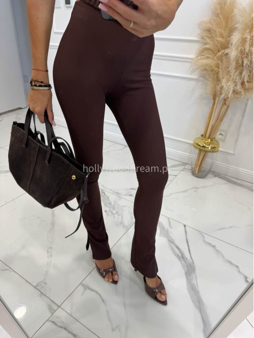 Legginsy z rozcięciem czekoladowe Klotex 31 - photo #28