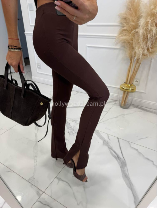 Legginsy z rozcięciem czekoladowe Klotex 31 - photo #30