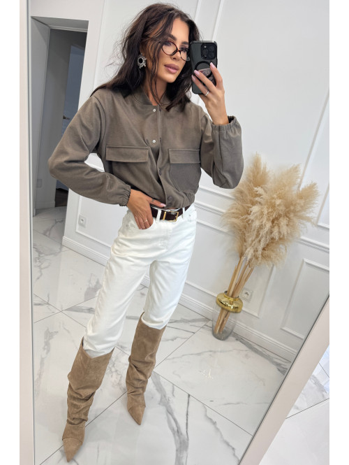 Spodnie jeans z naszywką na tylnej kieszeni białe DENIM 192 - photo #9