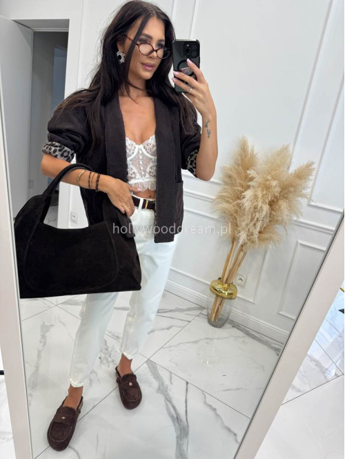 Spodnie jeans z naszywką na tylnej kieszeni białe DENIM 192 - photo #13