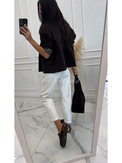 Spodnie jeans z naszywką na tylnej kieszeni białe DENIM 192 - photo #15