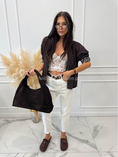 Spodnie jeans z naszywką na tylnej kieszeni białe DENIM 192 - photo #19
