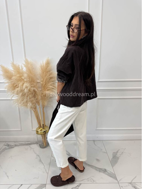 Spodnie jeans z naszywką na tylnej kieszeni białe DENIM 192 - photo #20