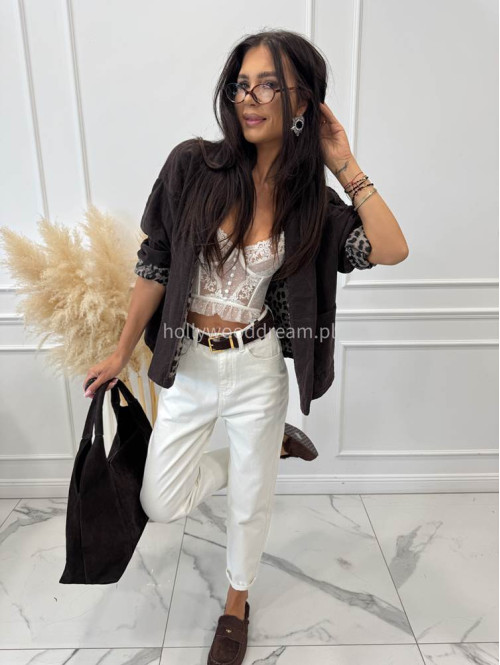 Spodnie jeans z naszywką na tylnej kieszeni białe DENIM 192 - photo #22