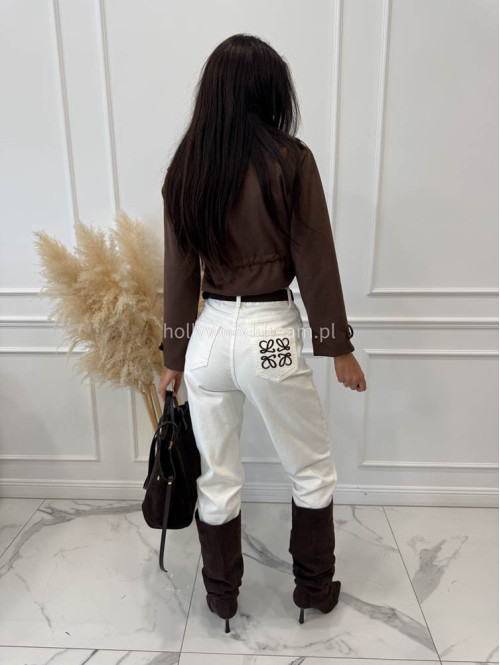 Spodnie jeans z naszywką na tylnej kieszeni białe DENIM 192 - photo #32