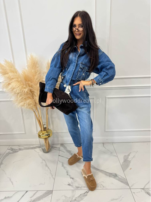 Kurtka jeans zapinana na napy i zamek niebieska Justyna 52 - photo #10