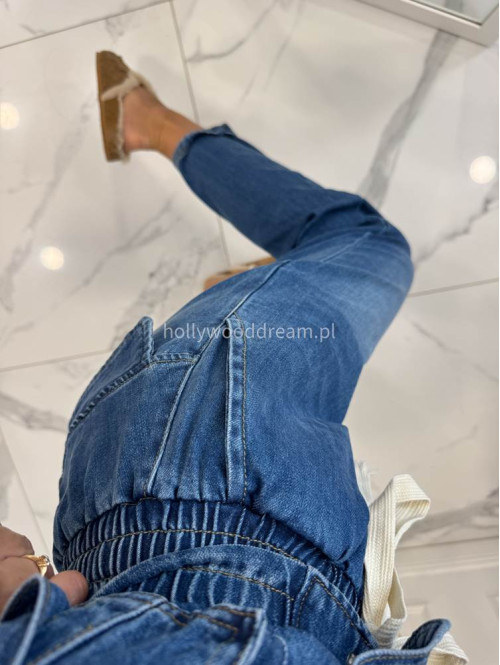 Spodnie jeans z niskim krokiem i gumką w talii niebieskie Jack 52 - photo #1