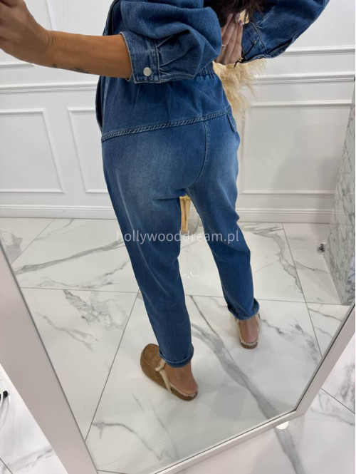 Spodnie jeans z niskim krokiem i gumką w talii niebieskie Jack 52 - photo #4