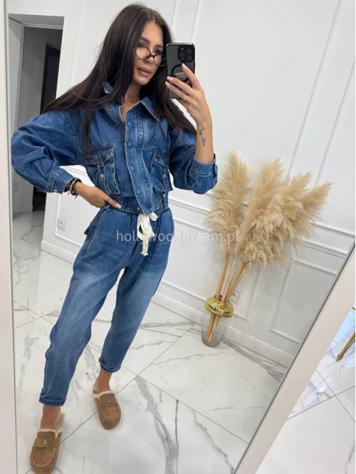 Spodnie jeans z niskim krokiem i gumką w talii niebieskie Jack 52 - photo #6