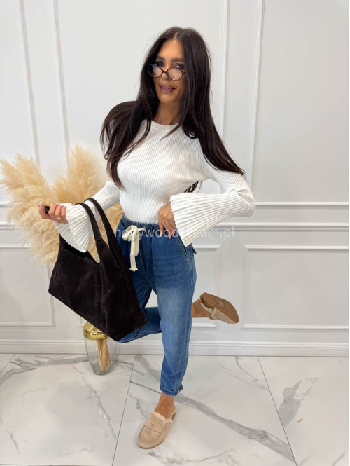 Spodnie jeans z niskim krokiem i gumką w talii niebieskie Jack 52 - photo #18