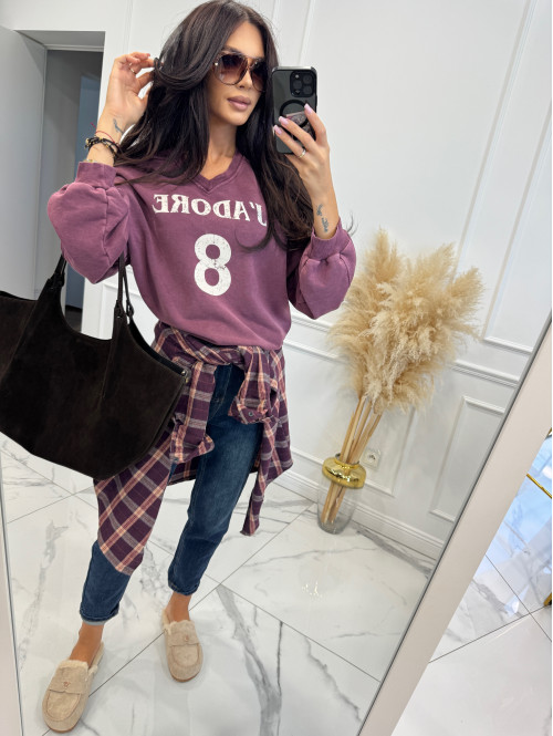 Bluza z dekoltem V śliwkowa ADORE 52