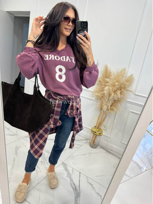 Bluza z dekoltem V śliwkowa ADORE 52 - photo #1