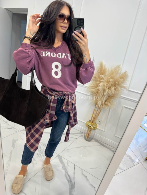Bluza z dekoltem V śliwkowa ADORE 52 - photo #2