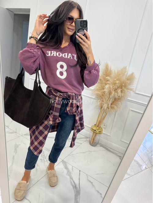 Bluza z dekoltem V śliwkowa ADORE 52 - photo #3