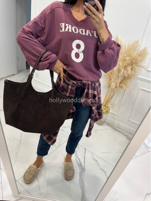 Bluza z dekoltem V śliwkowa ADORE 52 - photo #4