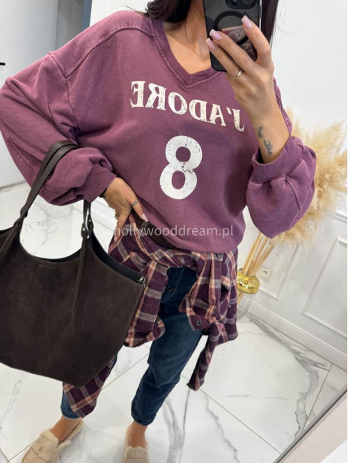 Bluza z dekoltem V śliwkowa ADORE 52 - photo #5