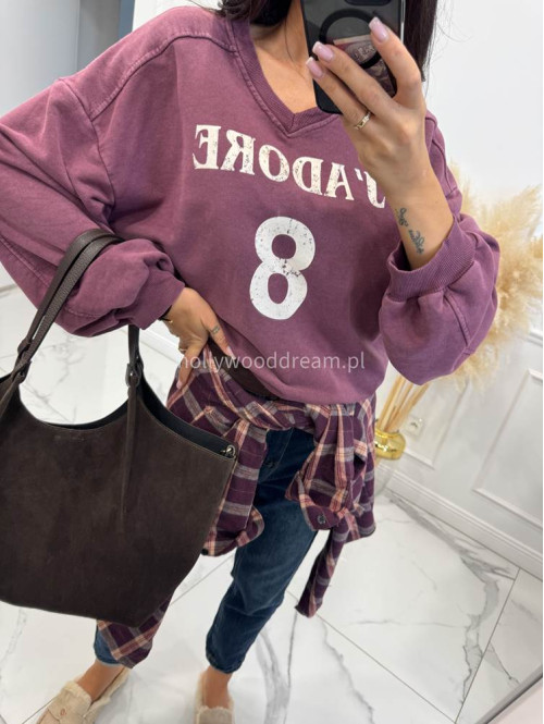 Bluza z dekoltem V śliwkowa ADORE 52 - photo #6