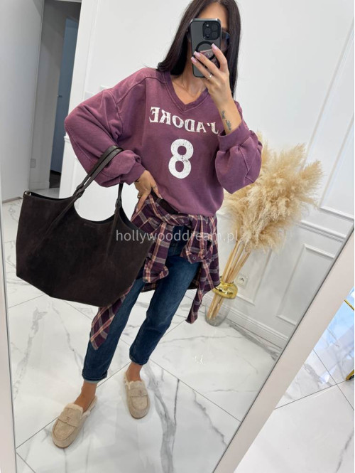 Bluza z dekoltem V śliwkowa ADORE 52 - photo #7
