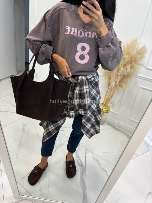 Bluza z dekoltem V mokka ADORE 52 - photo #5