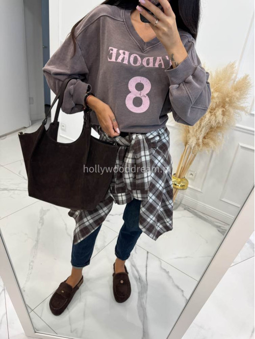 Bluza z dekoltem V mokka ADORE 52 - photo #6