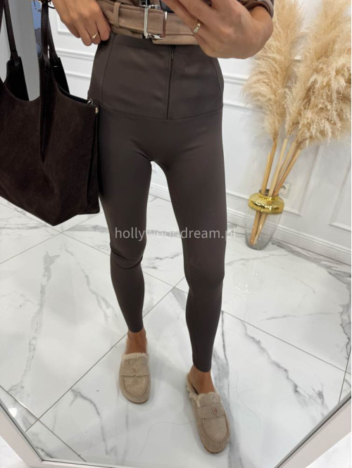 Legginsy z wysoką gumą i zamkiem czekoladowe MACIEK 17 - photo #4