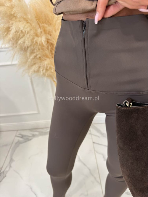 Legginsy z wysoką gumą i zamkiem czekoladowe MACIEK 17 - photo #7