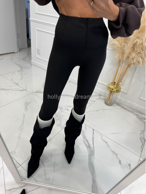 Legginsy z wysoką gumą i zamkiem czarne MACIEK 17 - photo #1