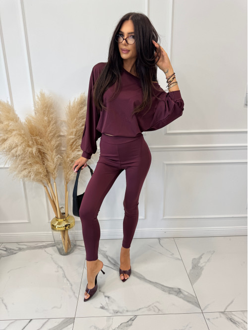 Komplet bluza+legginsy oversize bordowy KONRAD 17