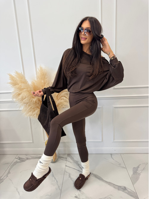 Komplet bluza+legginsy oversize czekoladowy KONRAD 17