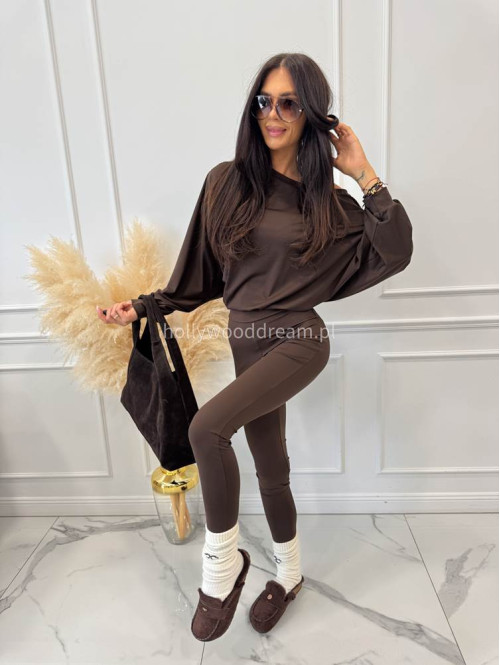 Komplet bluza+legginsy oversize czekoladowy KONRAD 17 - photo #4