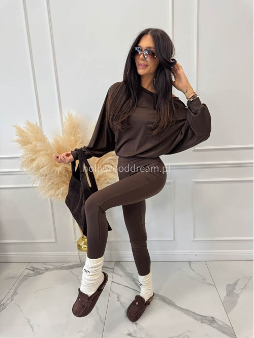 Komplet bluza+legginsy oversize czekoladowy KONRAD 17 - photo #5